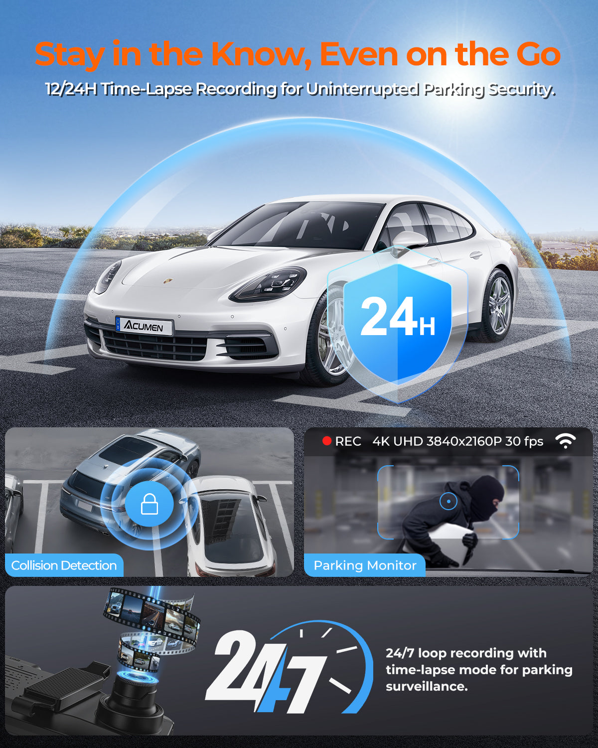 XR10 Pro 4K Front & 2.5K Rear Cameras, 10" IPS Touchscreen with Built-in Wi-Fi - Acumen Camera