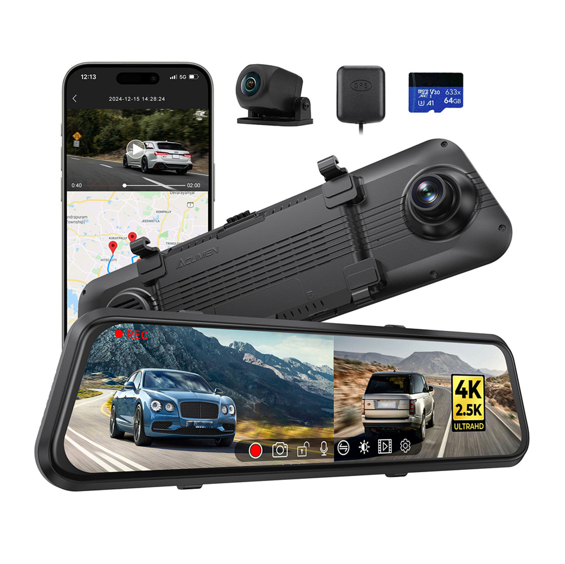 M4 Mirror Dash Cam 2CH - Acumen Camera