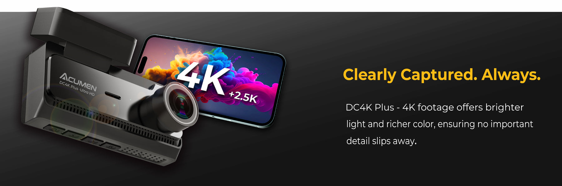 DC4K Plus 4K+2.5K Dash Cam Front and Rear,3.39" IPS Screen,WDR Super Night Vison with WIFI & GPS,24H Parking Monitor - Acumen Cameraslider_item_EznEQK