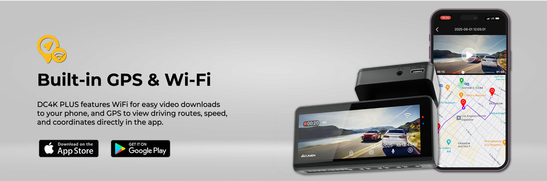 DC4K Plus 4K+2.5K Dash Cam Front and Rear,3.39" IPS Screen,WDR Super Night Vison with WIFI & GPS,24H Parking Monitor - Acumen Cameraslider_item_7VDcaL